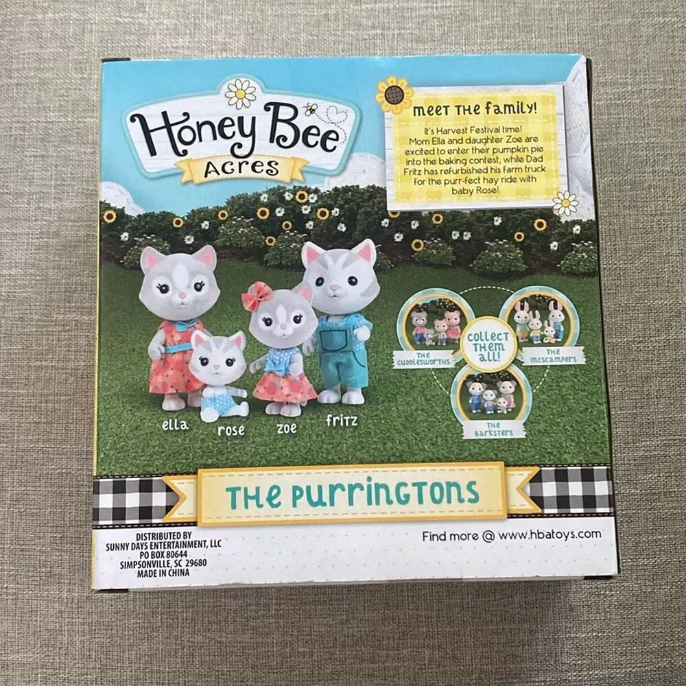 Honey Bee Acres - The Purringtons - Cat Family - Fritz/Ella/Zoe/Baby Rose Sealed